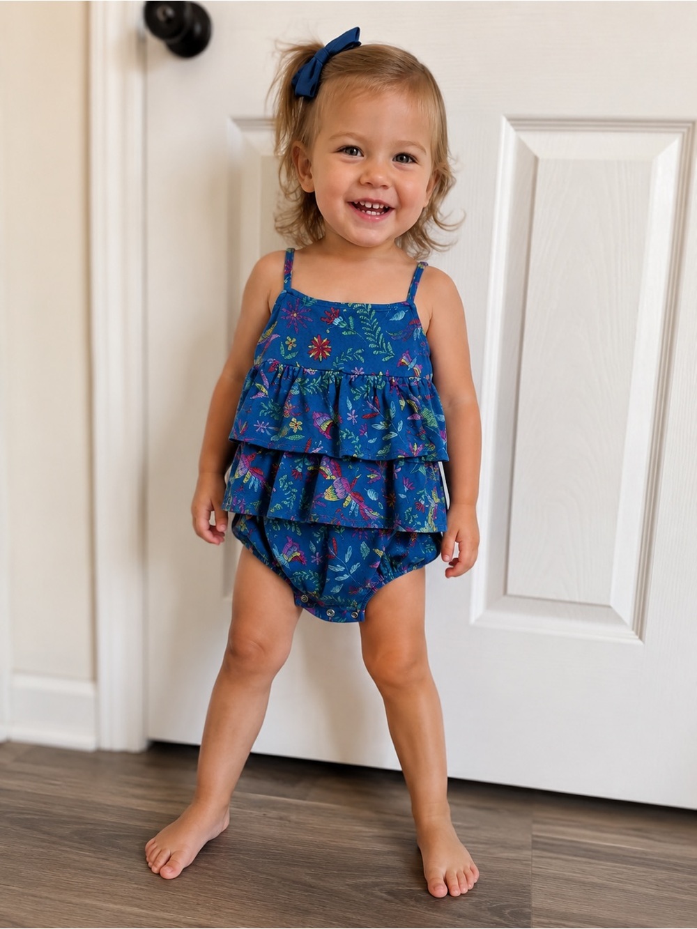 Posh Peanut| Toddler Abstract Print Ruffle Romper